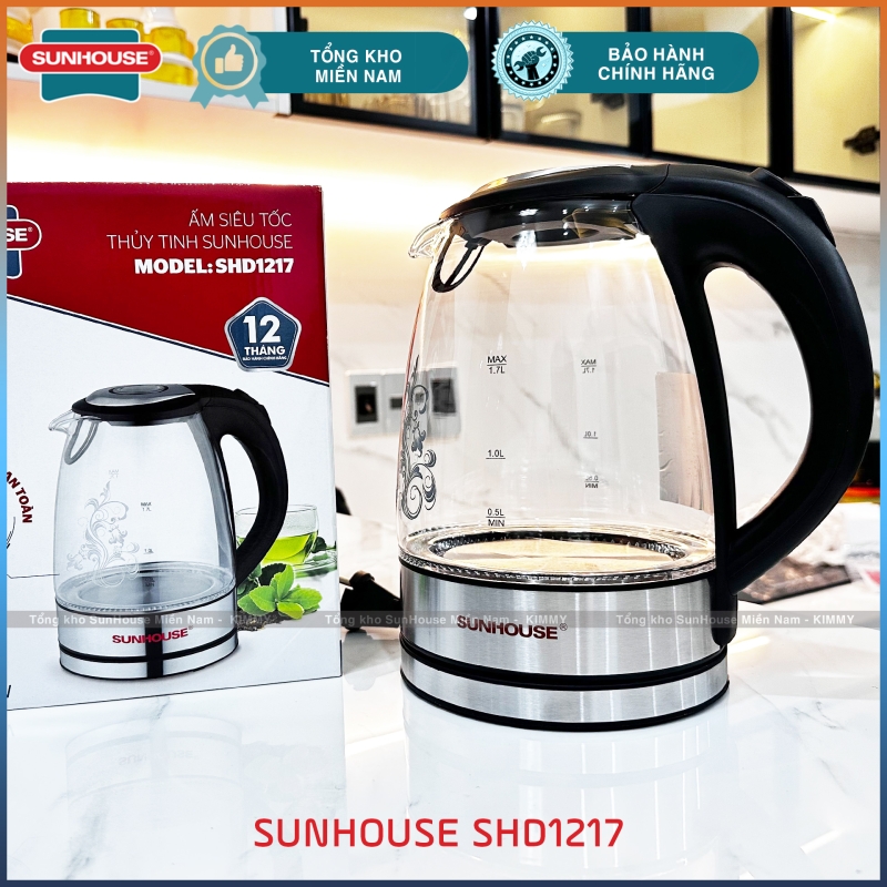 Ấm đun siêu tốc thủy tinh cao cấp Sunhouse SHD1217